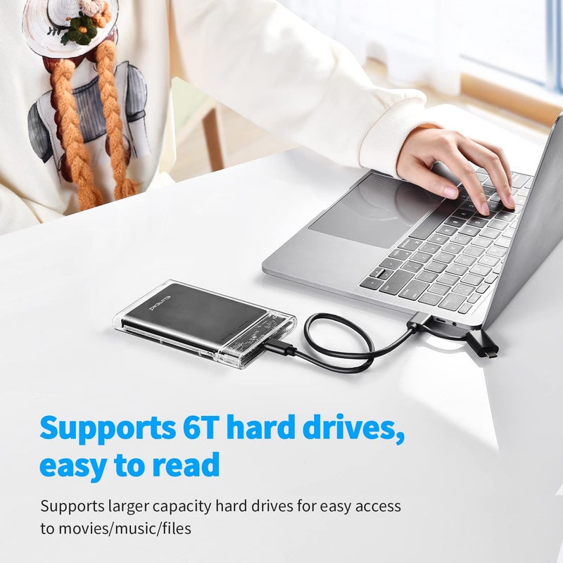 ELUTENG 2.5 SSD Enclosure 5Gbps Hard Drive Case Tool Free SATA to USB 3.1 Solid State Drive Enclosure USB C SSD HDD Enclosure Max 4TB Support UASP for 2.5 Inch SSD & HDD for WD Seagate Samsung - Image 4